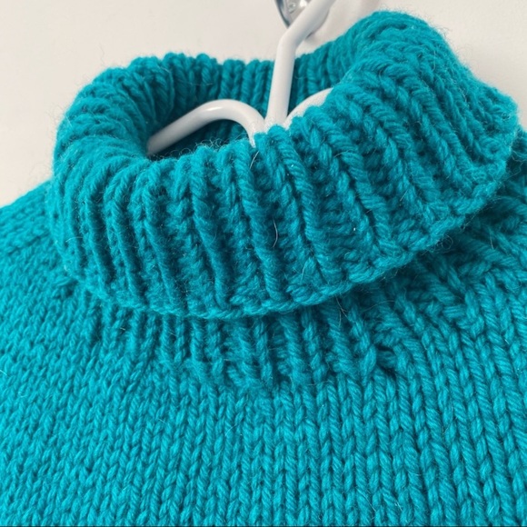 Vntg 90s Hand-knit 100% Wool Oversized Sweater XL - Picture 8 of 10